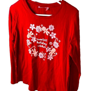 La Vie en Rose Christmas red long sleeve sleep T-shirt y2k size small